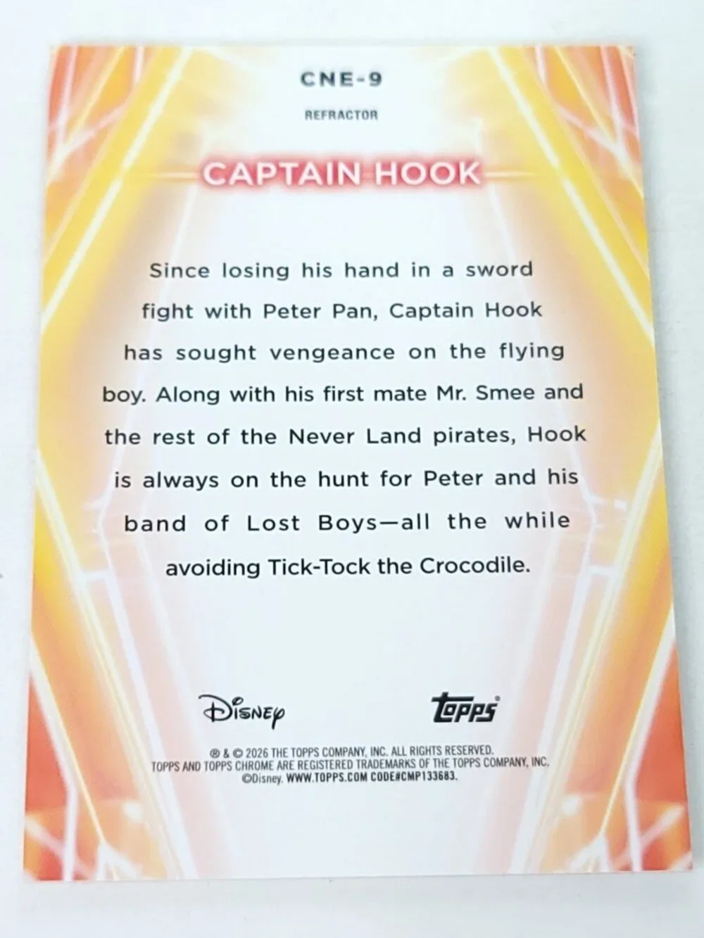 Captain Hook Topps 2026 Disney Neon Holo Chrome Refractor Limited 115/199 CNE